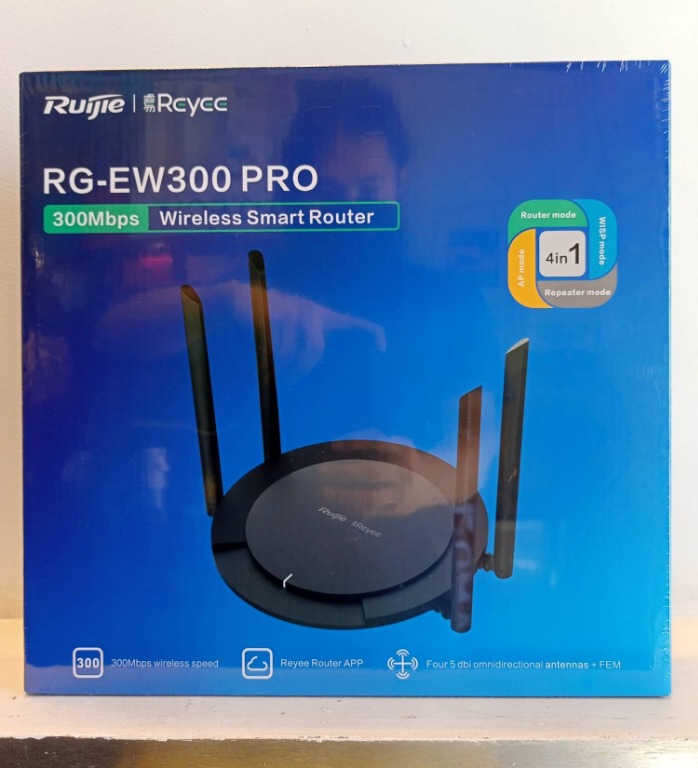 Ruijie RG‑EW300 PRO Wireless Smart Router – 300Mbps 2.4 GHz Wi‑Fi 4, 4×5dBi Antennas, Cloud & App Management